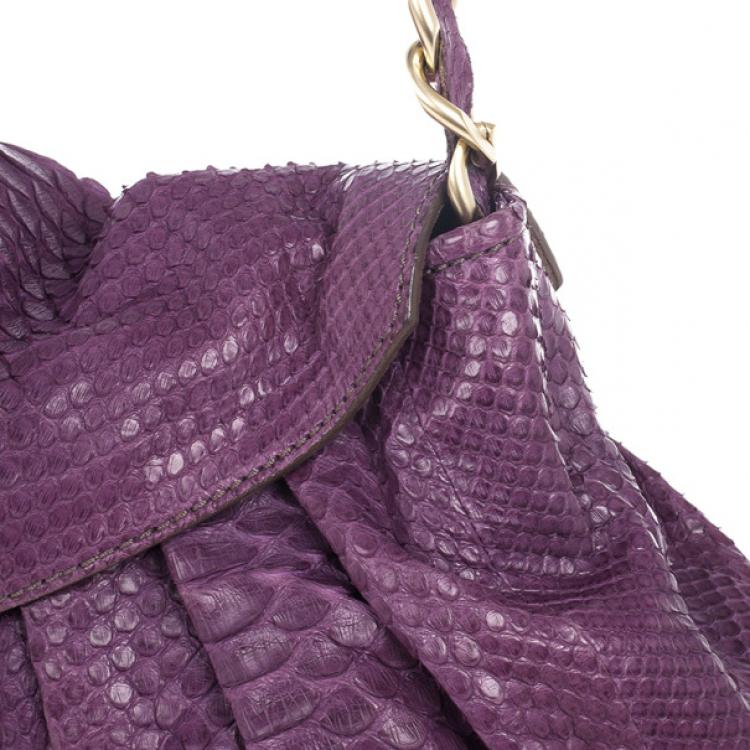 Pre Owned Zagliani Python Chain Strap Shoulder Bag