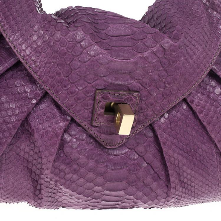 Pre Owned Zagliani Python Chain Strap Shoulder Bag