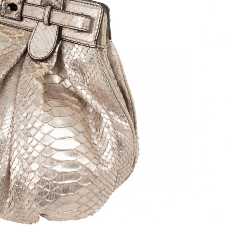 Pre Owned Zagliani Metallic Python Puffy Handbag