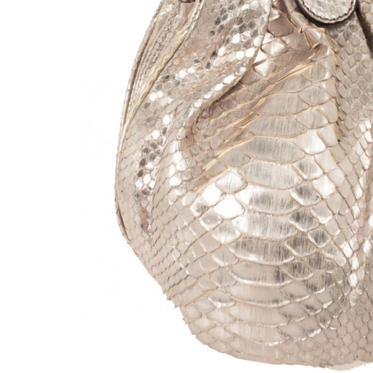 Pre Owned Zagliani Metallic Python Puffy Handbag