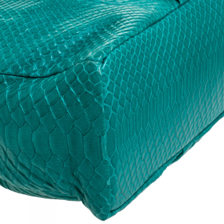 Pre Owned Zagliani Blue/Green Python Medium Jamila Bag 
