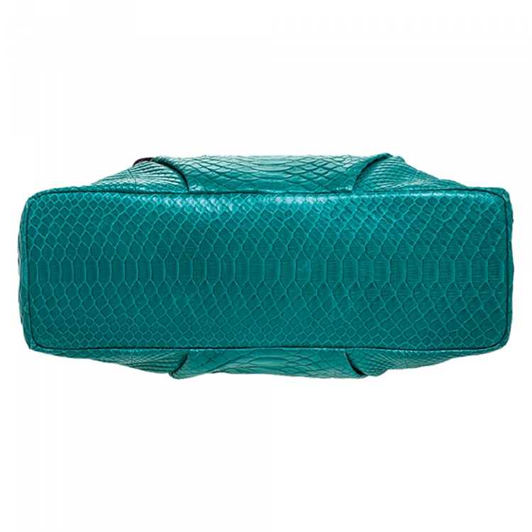 Pre Owned Zagliani Blue/Green Python Medium Jamila Bag 
