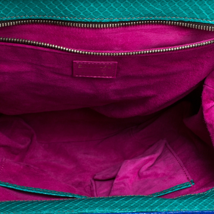 Pre Owned Zagliani Blue/Green Python Medium Jamila Bag 