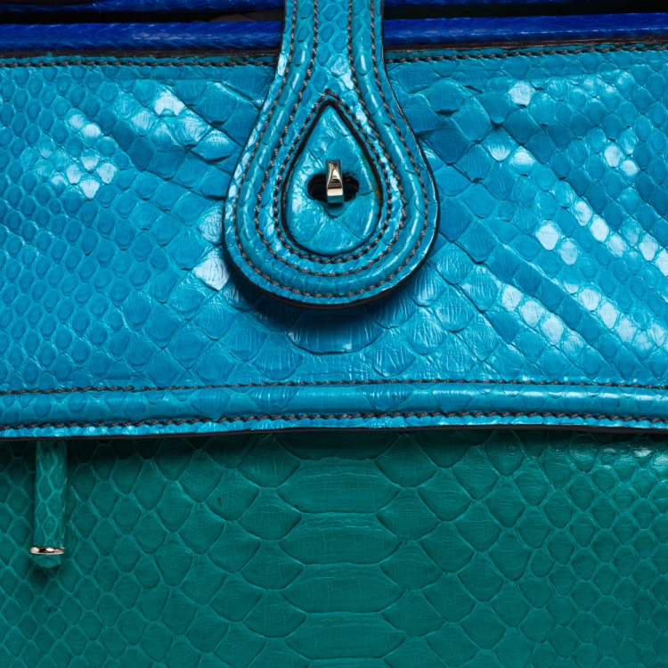 Pre Owned Zagliani Blue/Green Python Medium Jamila Bag 