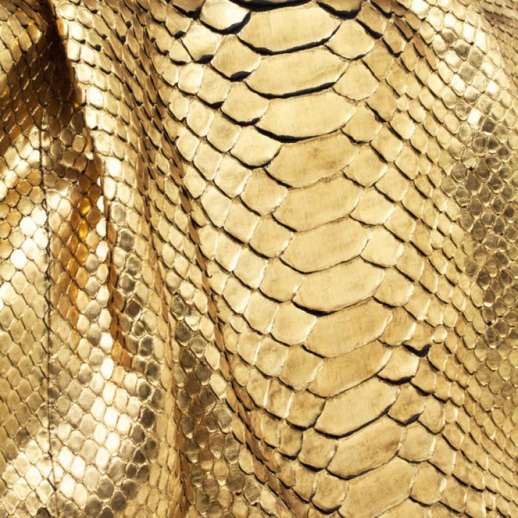 Pre Owned Zagliani Metallic Python Puffy Handbag