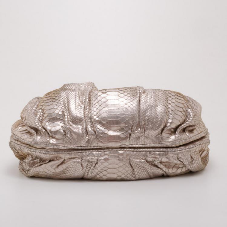 Pre Owned Zagliani Metallic Python Puffy Handbag