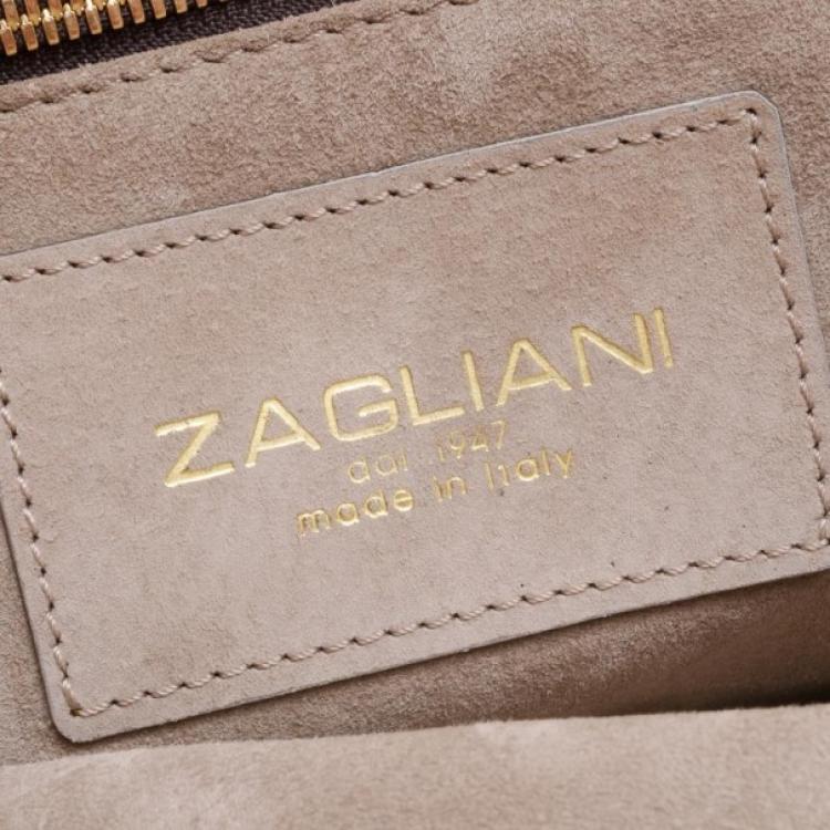 Pre Owned Zagliani Beige Metallic Python Medium Puffy Bag