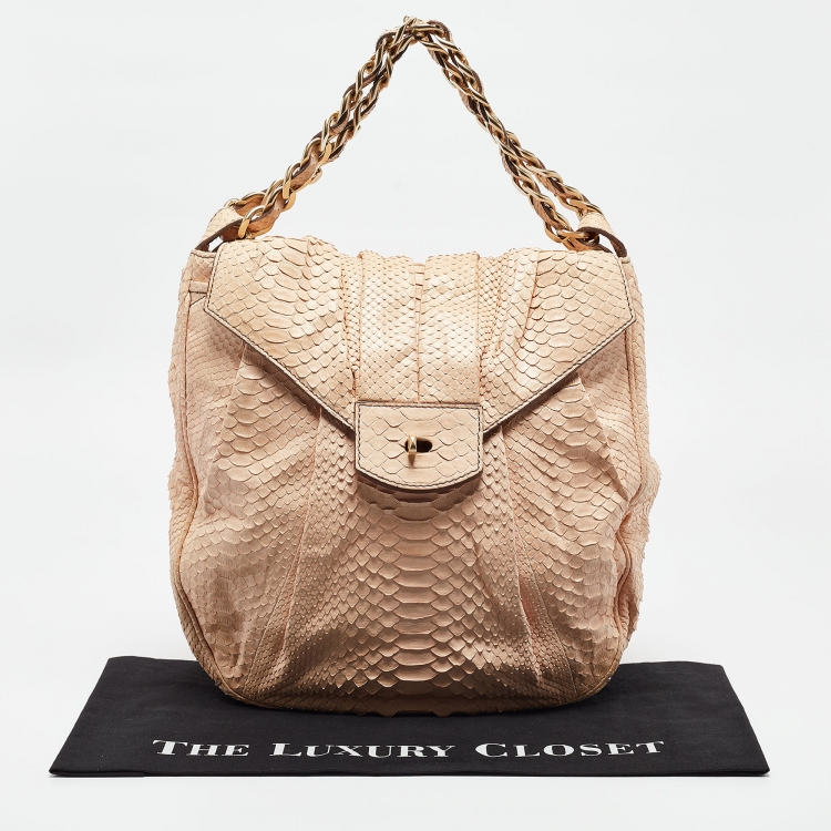 Pre Owned Zagliani Pink Python JJ Hobo