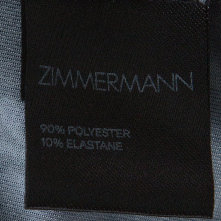 Pre Owned Zimmermann Black Lavender Print Chiffon Asymmetric Ruffle Detail Dress L