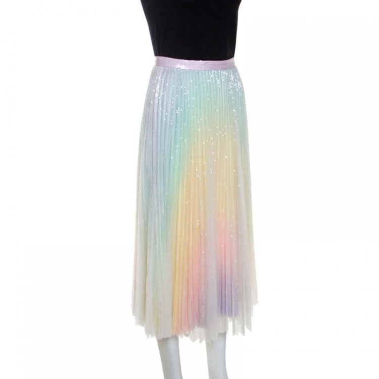 مملوكة مسبقًا Zimmermann Multicolor Sequin Embellished Tulle Midi Skirt XS
