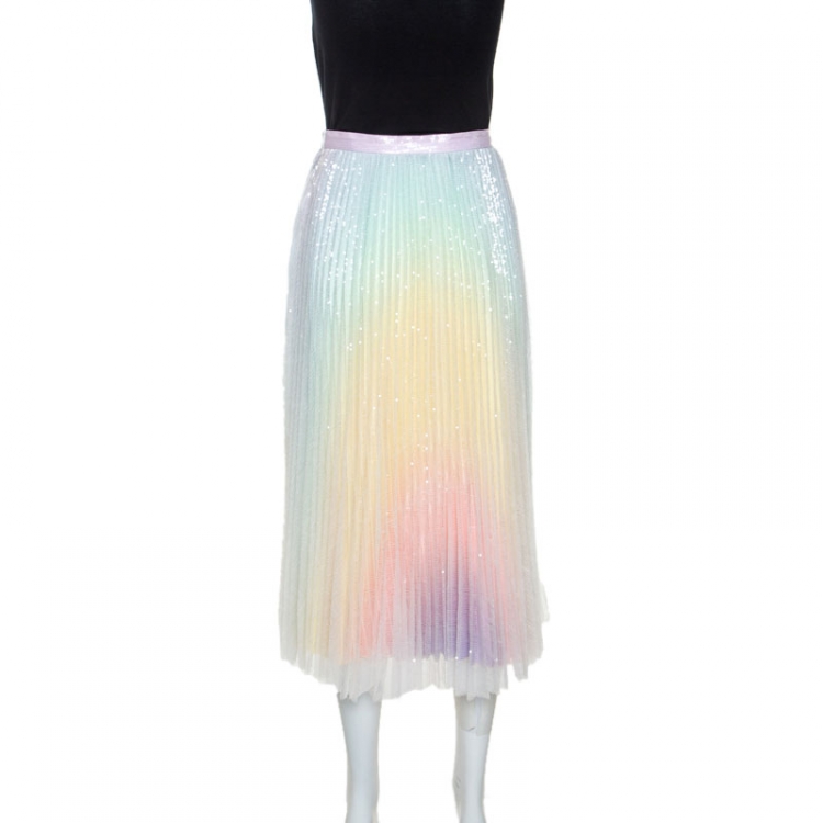مملوكة مسبقًا Zimmermann Multicolor Sequin Embellished Tulle Midi Skirt XS