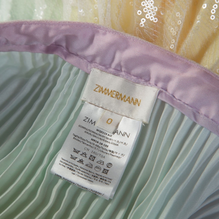 مملوكة مسبقًا Zimmermann Multicolor Sequin Embellished Tulle Midi Skirt XS