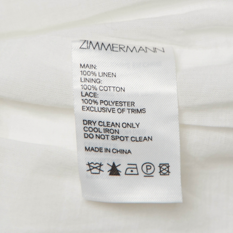 Pre Owned Zimmermann White Linen Wayfarer Flutter Dress M