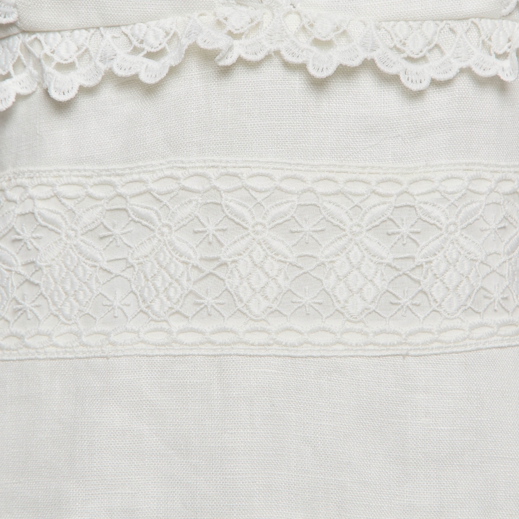 Pre Owned Zimmermann White Linen Wayfarer Flutter Dress M