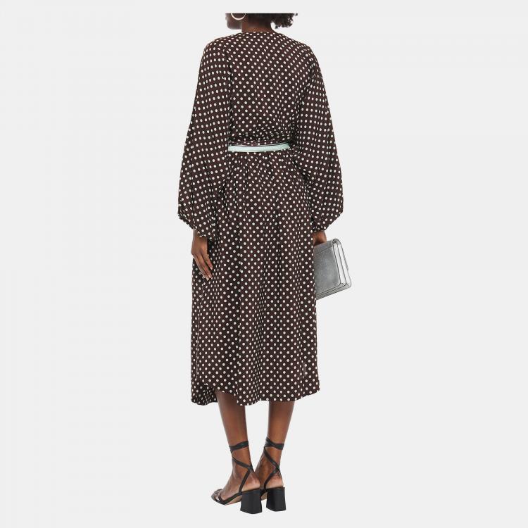 مملوكة مسبقًا Zimmermann Brown Polka Dot Silk Midi Dress S (SIZE 1)