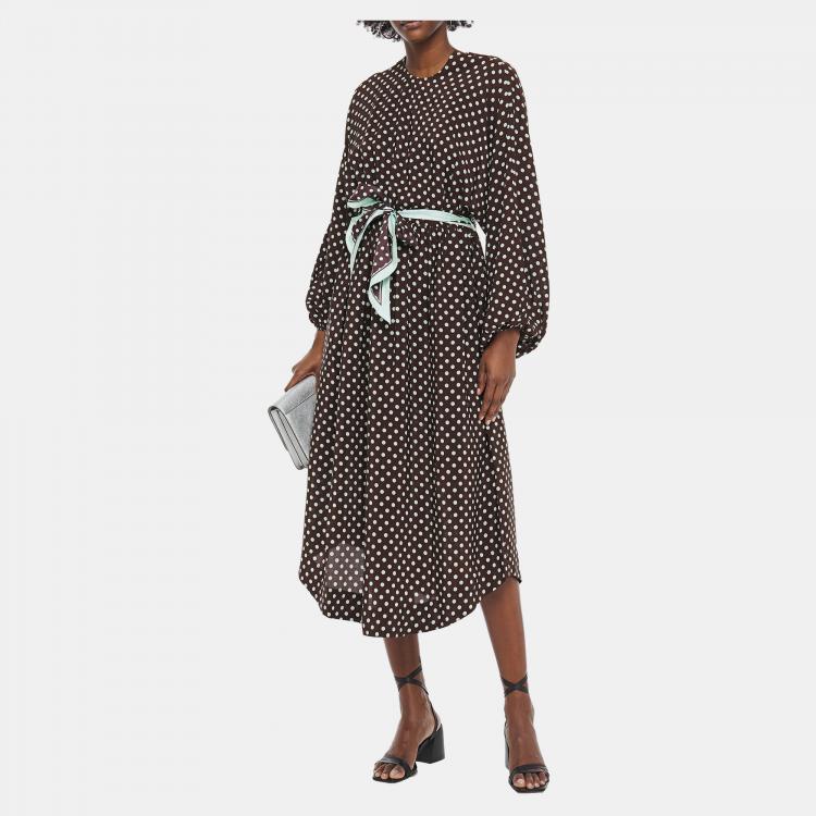 مملوكة مسبقًا Zimmermann Brown Polka Dot Silk Midi Dress S (SIZE 1)