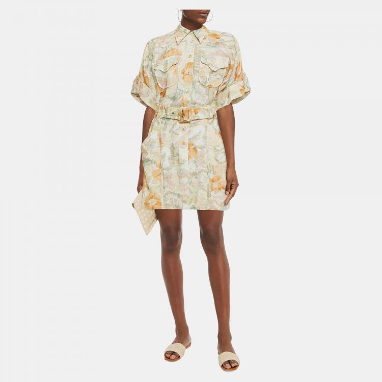 مملوكة مسبقًا Zimmermann Multicolor Printed Linen Mini Dress S