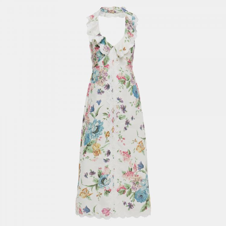 Zimmermann White Floral Linen Midi Dress S Zimmermann | TLC