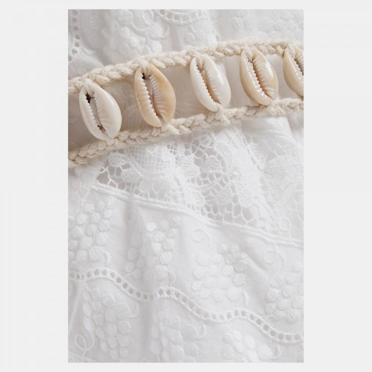 Pre Owned Zimmermann White Lace Mini Dress S