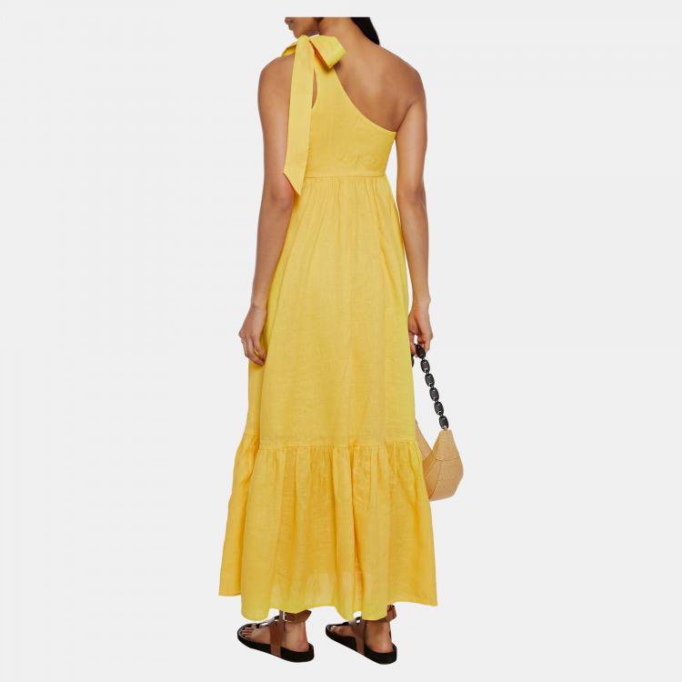 Pre Owned Zimmermann Yellow Linen One-Shoulder Maxi Dress S (0)