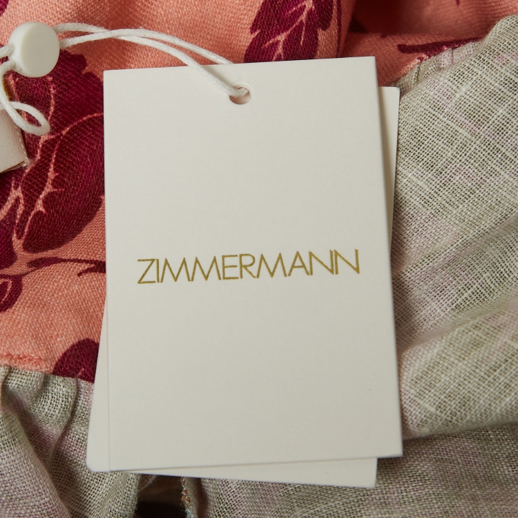 Pre Owned Zimmermann Multicolor Floral Printed Linen Lovestruck V-Neck Mini Dress M
