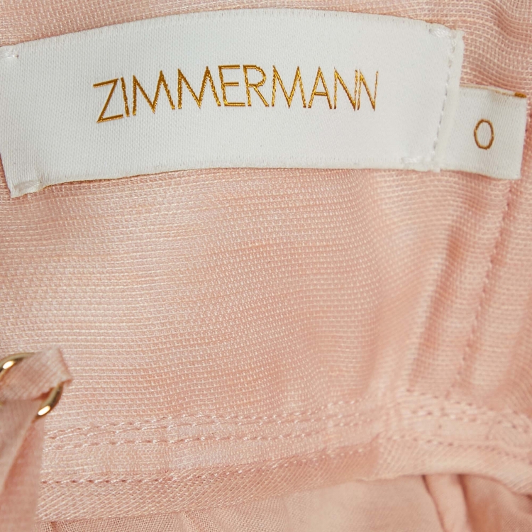 Pre Owned Zimmermann Pink Linen Blend Dancer Empire Waist Dress S