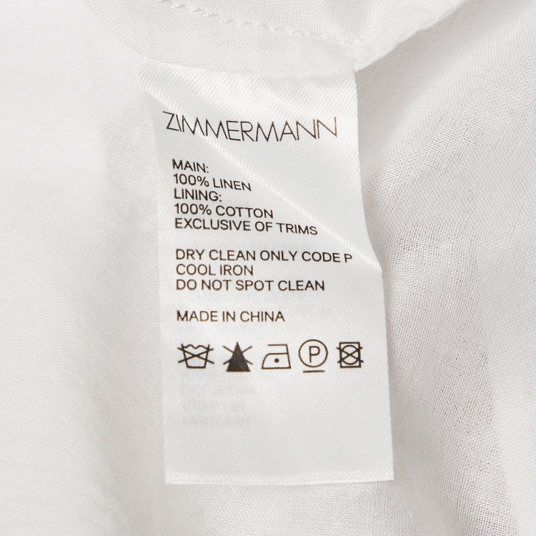 مملوكة مسبقًا Zimmermann White Floral Print Linen Tie-Strap Carnaby Dress S