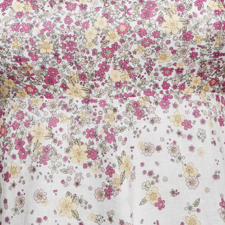 مملوكة مسبقًا Zimmermann White Floral Print Linen Tie-Strap Carnaby Dress S