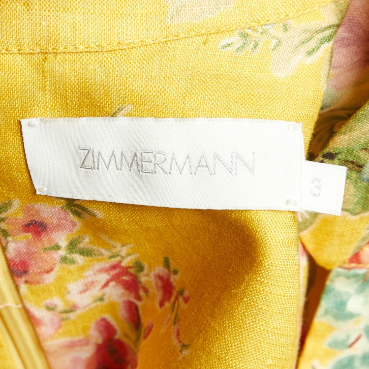 Pre Owned Zimmermann Yellow Floral Print Long Dress L