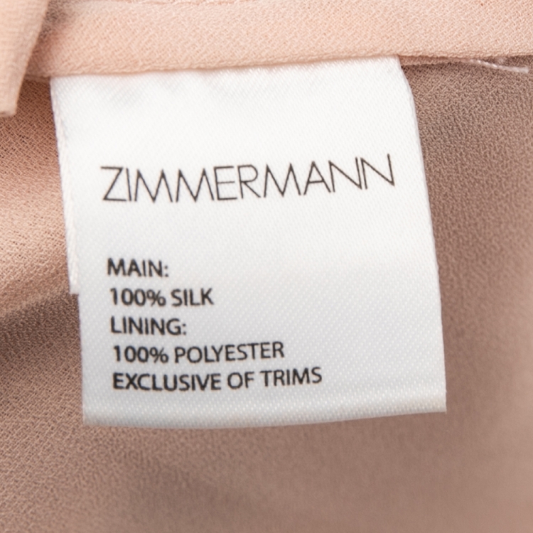Pre Owned Zimmermann Peach Floral Printed Silk Cut Out Lace Up Detailed Mini Dress XS