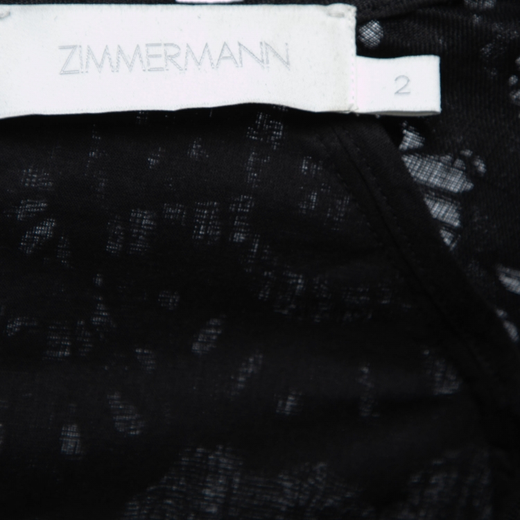 Pre Owned Zimmermann Black Linen & Lace Detail Bellitude Mini Dress M