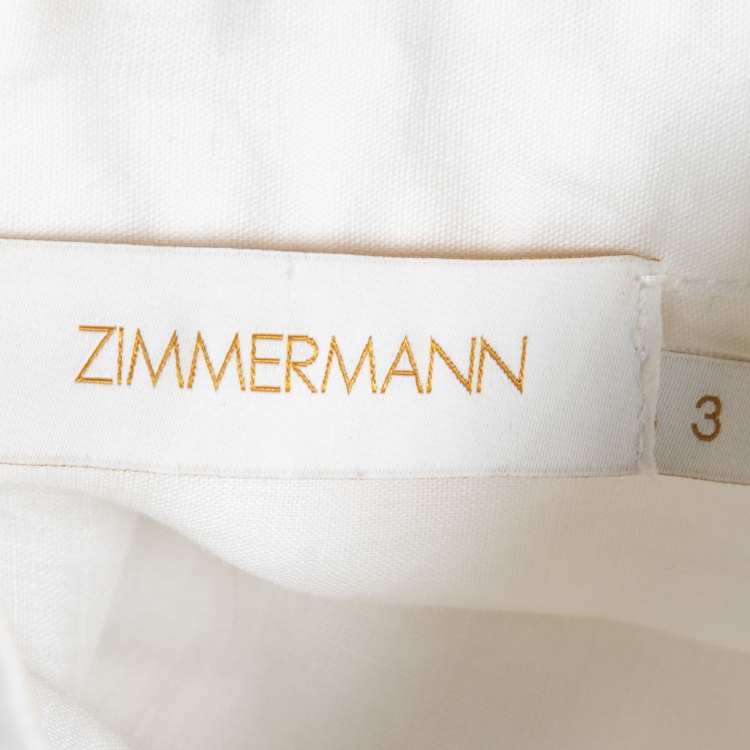 Pre Owned Zimmermann White Ramie Pocketed Button Front Shirt L