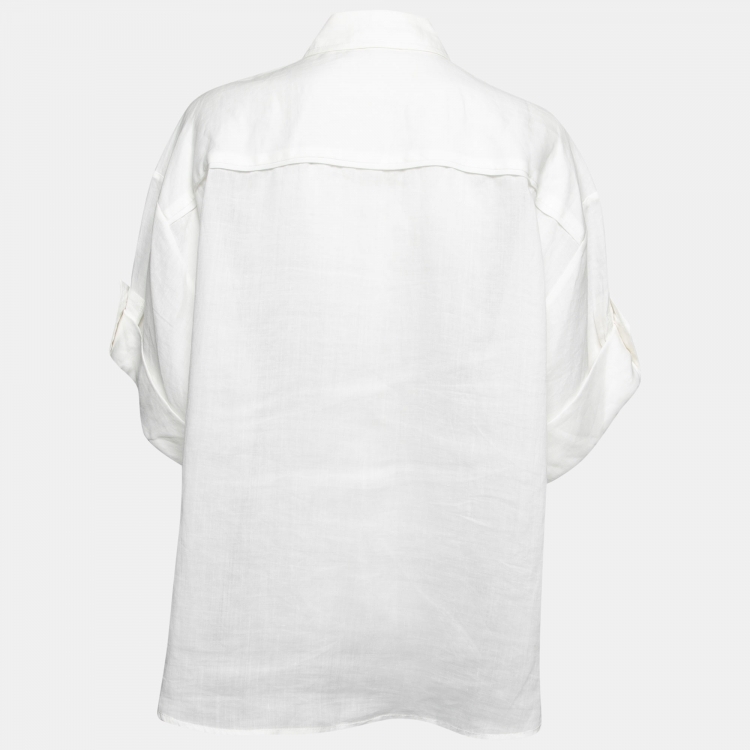 Pre Owned Zimmermann White Ramie Pocketed Button Front Shirt L