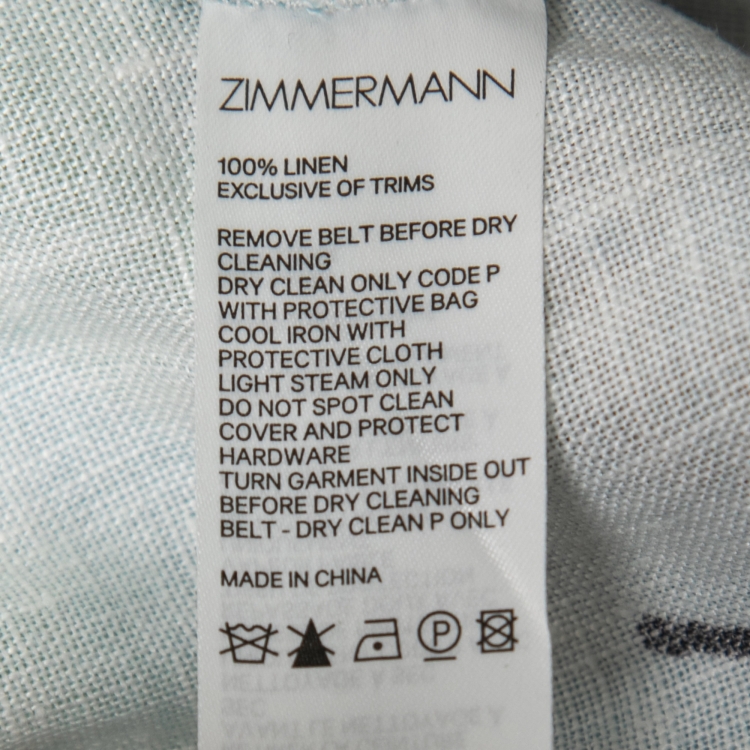 Pre Owned Zimmermann Multicolor Printed Linen Belted Mini Shirtdress S