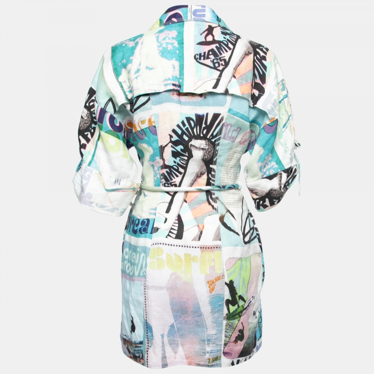 Pre Owned Zimmermann Multicolor Printed Linen Belted Mini Shirtdress S