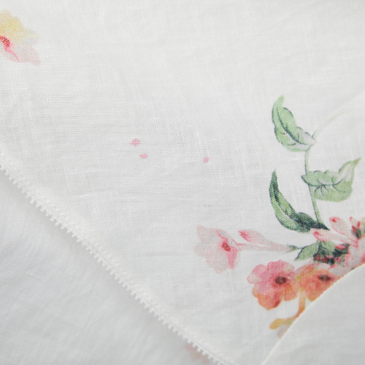Pre Owned Zimmermann White Floral Printed Linen Long Sleeve Midi Dress M