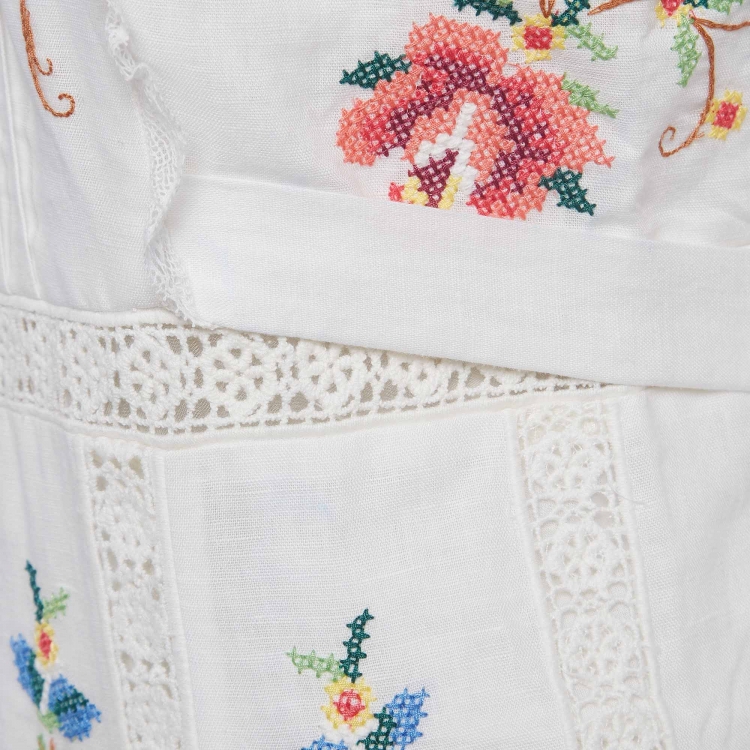 Pre Owned Zimmermann White Laelia Cross Stitch Cotton Blend Sleeveless Mid Dress M