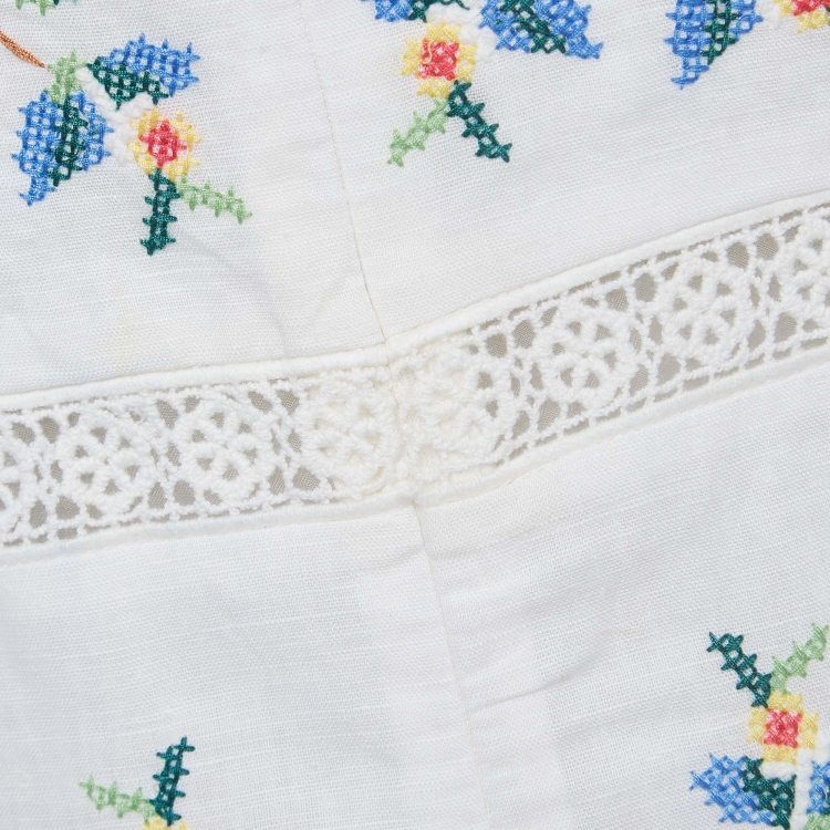 Pre Owned Zimmermann White Laelia Cross Stitch Cotton Blend Sleeveless Mid Dress M