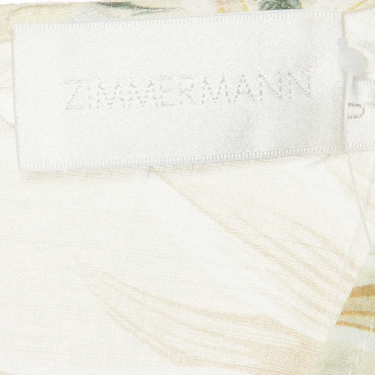 Pre Owned Zimmermann Cream Printed Cotton Maxi Dress S