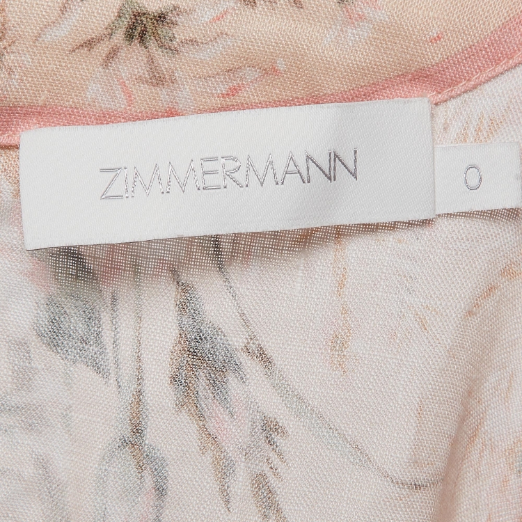 مملوكة مسبقًا Zimmermann Pink Printed Linen Belted Mini Dress S
