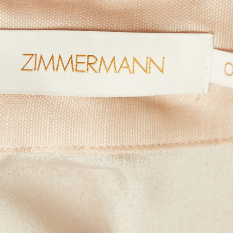 Pre Owned Zimmermann Pink Printed Linen-Blend Maxi Skirt S