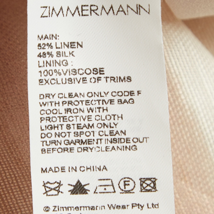 Pre Owned Zimmermann Pink Printed Linen-Blend Maxi Skirt S