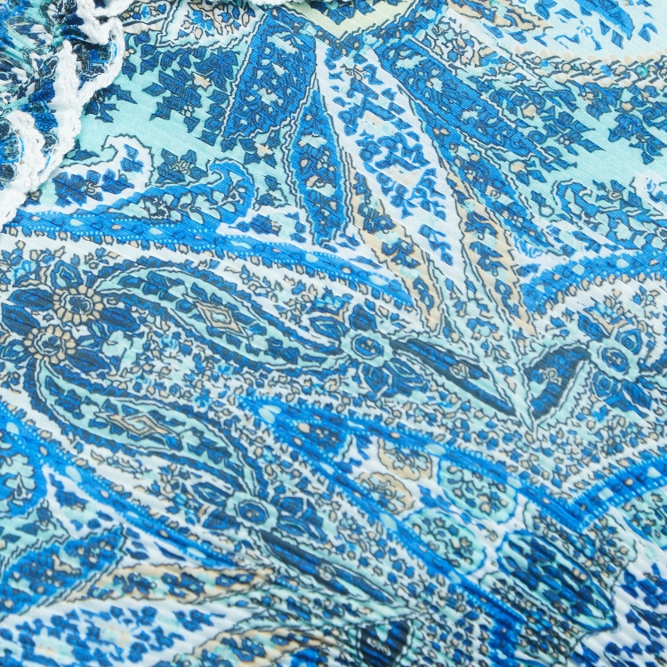 مملوكة مسبقًا Zimmermann Blue Paisley Crinkled Organza Top M