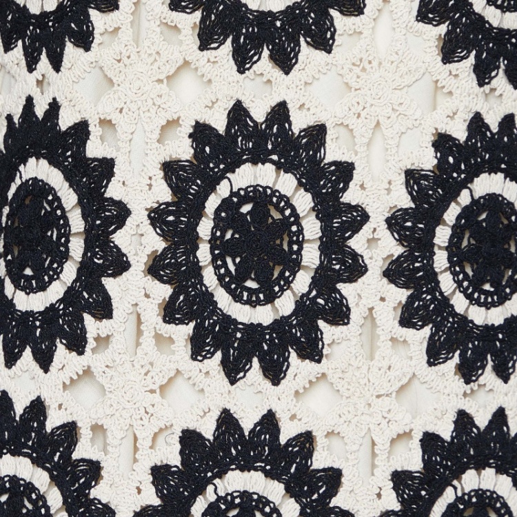 Pre Owned Zimmermann Cream/Black Crochet Lace Ginger Midi Dress S