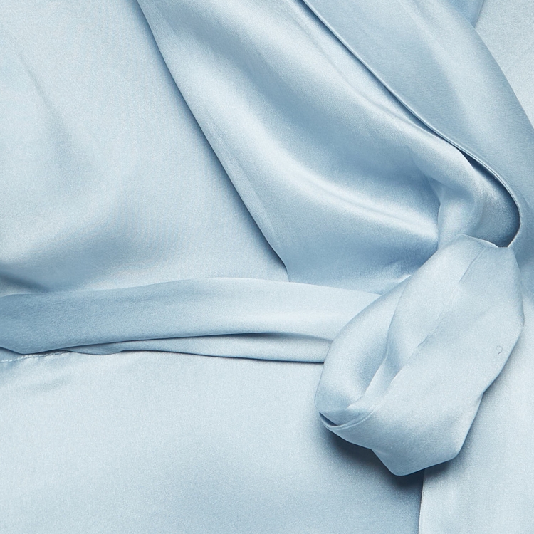 مملوكة مسبقًا Zimmermann Blue Silk Satin Asymmetric Midi Wrap Dress M