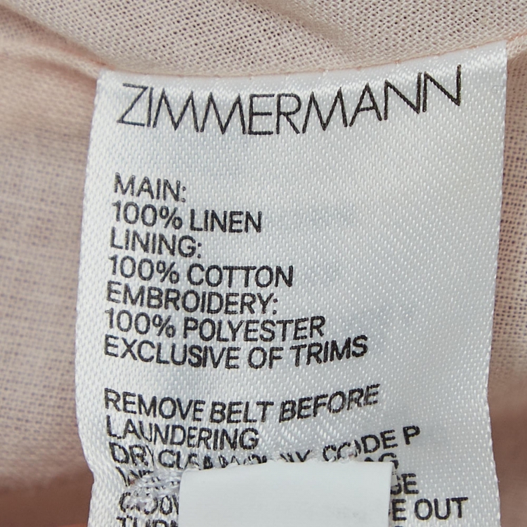 مملوكة مسبقًا Zimmermann Pink Floral Print Linen Belted Mini Dress L