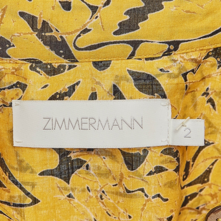 Pre Owned Zimmermann Yellow Printed Lulu Cotton Mini Dress M