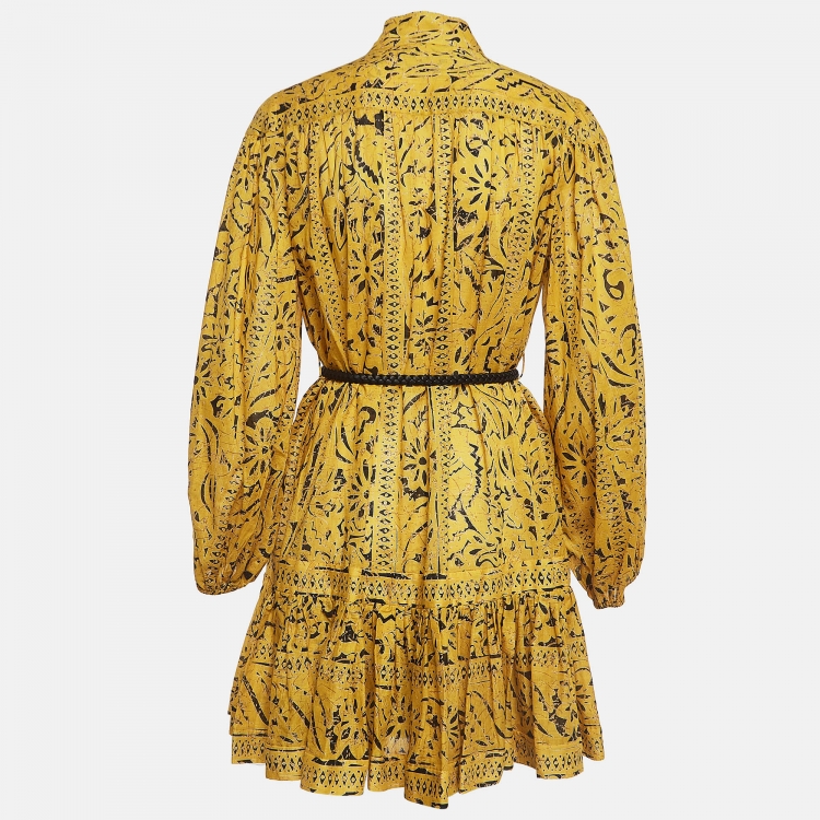 Pre Owned Zimmermann Yellow Printed Lulu Cotton Mini Dress M