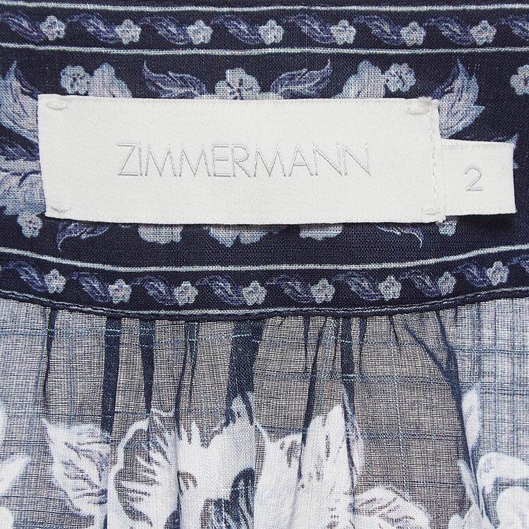 Pre Owned Zimmermann Blue Floral Print Cotton Aliane Wrap Mini Dress M