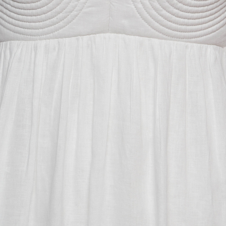 Pre Owned Zimmermann White Linen Backless Midi Dress M